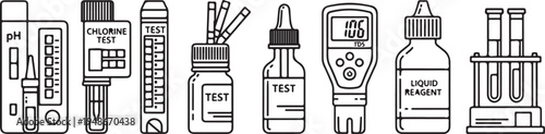Assorted laboratory testing equipment and reagents Vector