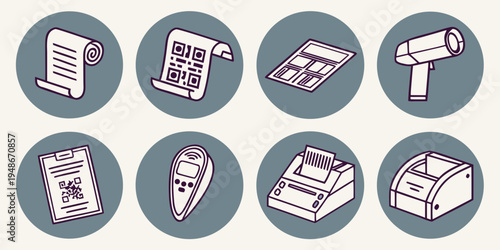 a set of icons representing various types of paper documents Vector