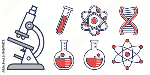 science equipment and symbols for biology and chemistry Vector