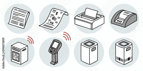 a collection of icons depicting various stages of a printer Vector