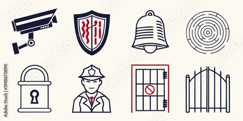 security icons including camera and lock Vector