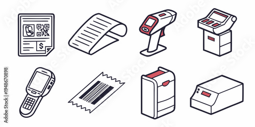 a collection of various office equipment icons Vector