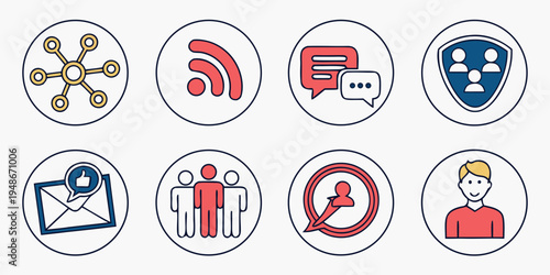 a collection of various communication and technology icons Vector