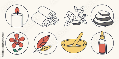 a set of icons for spa and wellness Vector