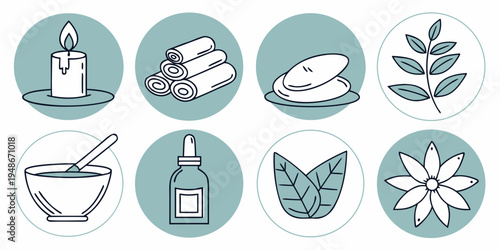 a set of icons representing natural skincare products Vector