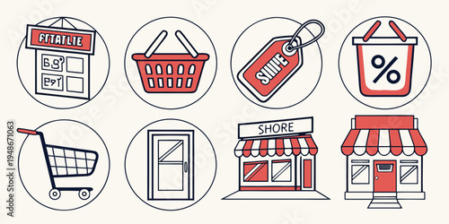 icons of shopping and discounts Vector
