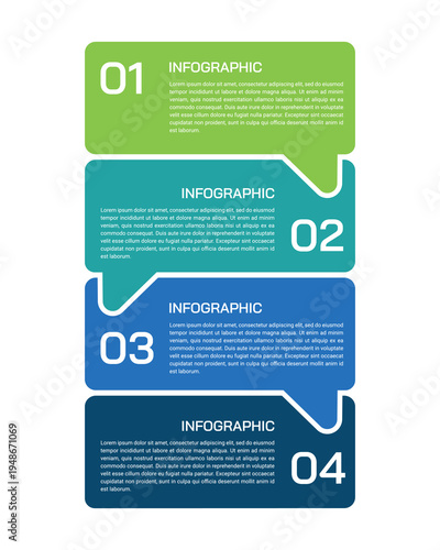 4 Steps Vertical Speech Bubble Infographic for Business Communication. Vector illustration.