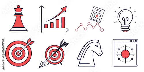 a collection of business strategy icons Vector