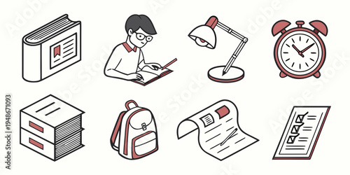 a collection of school and office supplies Vector