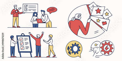business people working with charts and graphs Vector