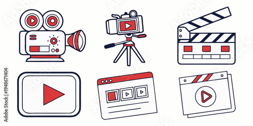a set of video production icons Vector