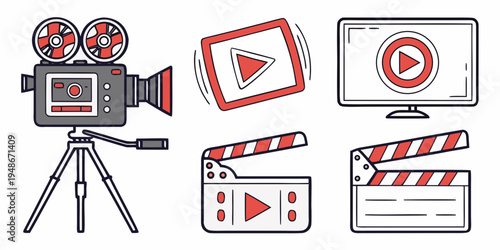 a collection of video production icons Vector