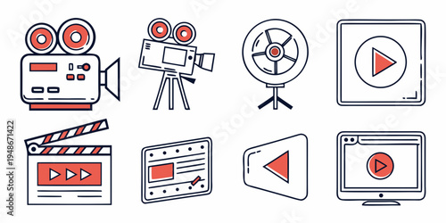 a collection of video production and playback icons Vector