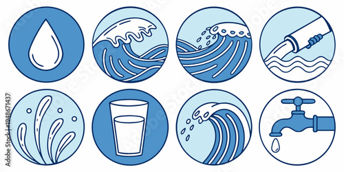 collection of water icons Vector