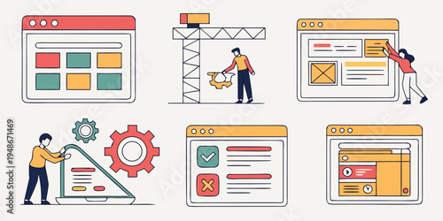 a set of web development icons Vector