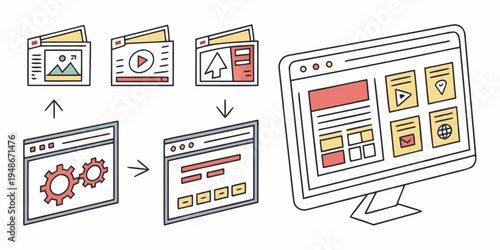 a computer monitor displaying a user interface with various icons and settings Vector