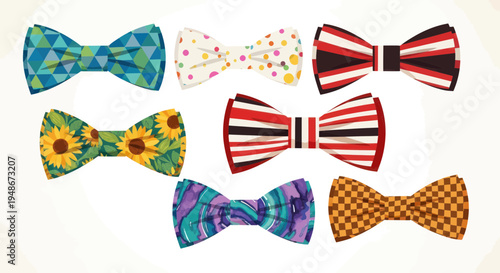 Collection of colorful patterned bow ties for men and boys