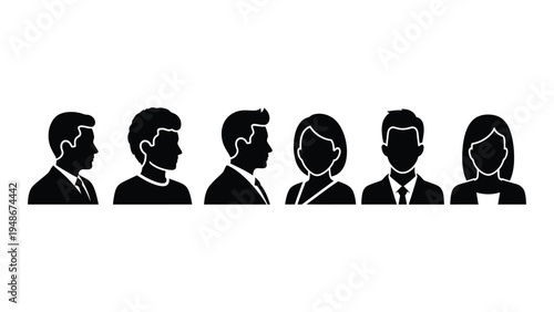 Diverse group of business professionals in silhouette profile view representing teamwork and collaboration