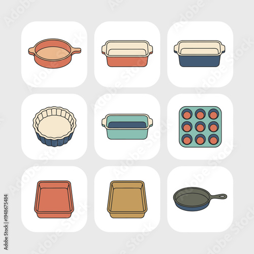 Assorted bakery products set including bread loaf croissant baguette brioche and cinnamon roll icons for bakery shop cafe and breakfast menu design