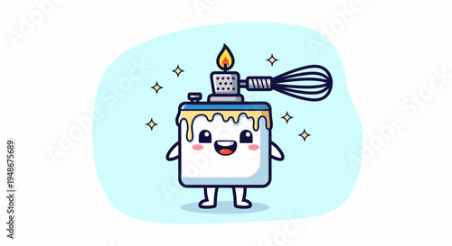 Playful Cartoon Toaster Character with Smile.