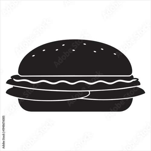 burger silhouette black icon vector