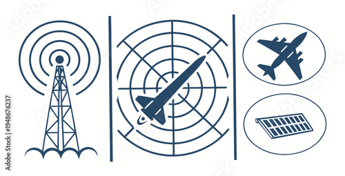 communication and aviation icons Vector
