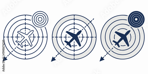 three targets with airplane and other icons in bullseye Vector