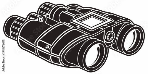 a pair of black binoculars with a detailed design Vector