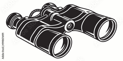 a pair of black binoculars with white outlines Vector