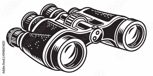 a pair of black binoculars with a detailed design Vector