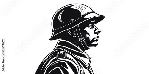 a firefighter wearing a helmet Vector