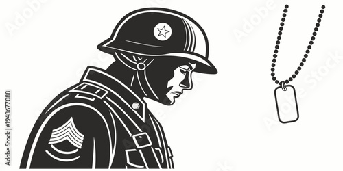 a police officer with a dog tag on a chain Vector