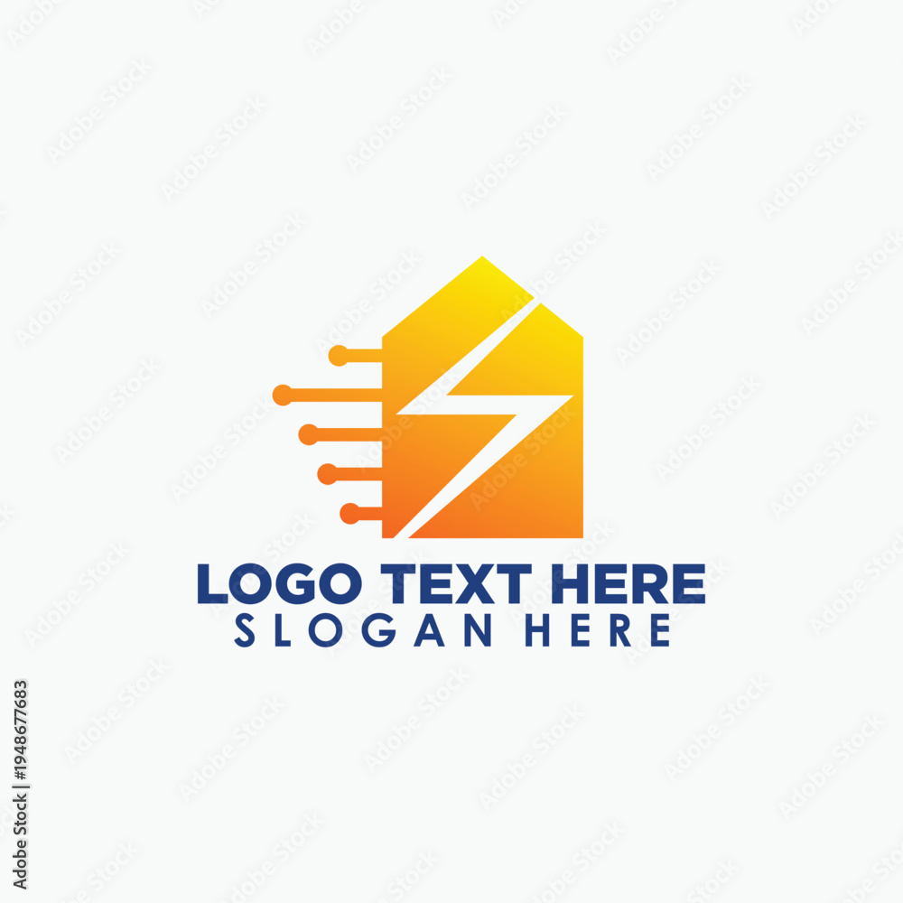 Naklejka premium home and power logo design, digital logo concept