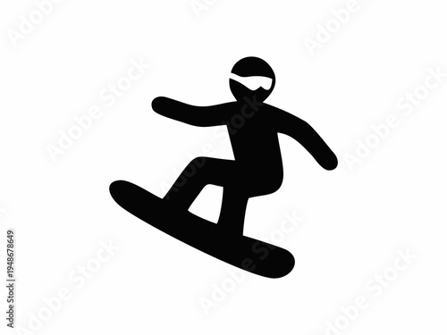Snowboarder jumping or sliding on snow silhouette