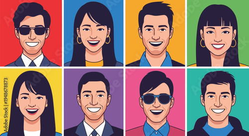 Colorful diverse professional vector avatars cool trendy