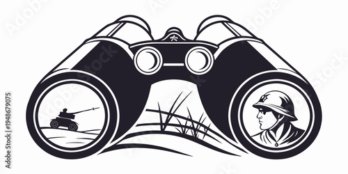 a pair of binoculars with two circular lenses Vector