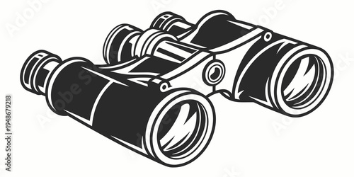 a pair of black binoculars on a white background Vector