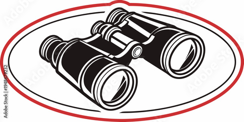 a pair of black binoculars with a central hinge Vector