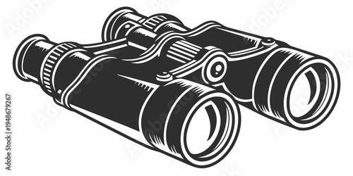 a pair of black binoculars with a detailed design Vector