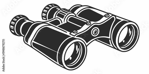 a pair of black binoculars with a detailed design Vector