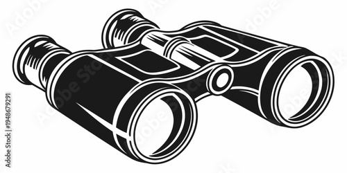 a pair of black binoculars with a detailed design Vector