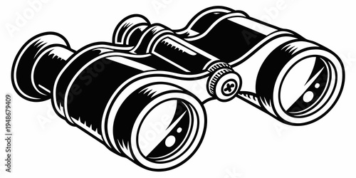 a pair of black binoculars with a detailed design Vector