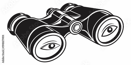 a pair of black binoculars with white details Vector
