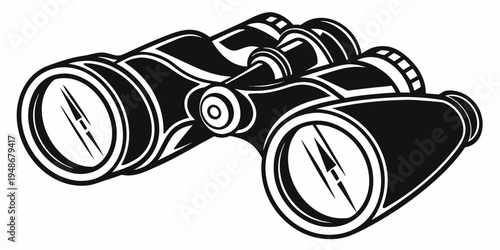 a pair of black binoculars with a detailed design Vector