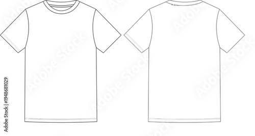 T shirt template front and back views for design and printing