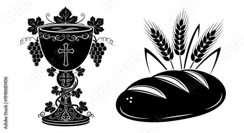 Set of 2 Christian communion icons vector