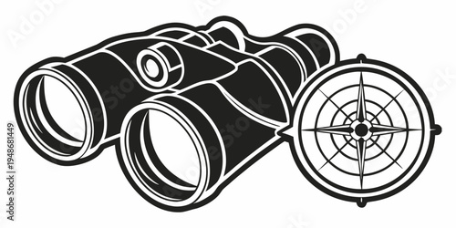 a pair of black binoculars with a scope Vector