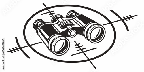 a pair of black binoculars with a scope around them Vector