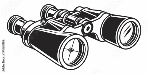 a pair of black binoculars with a detailed design Vector