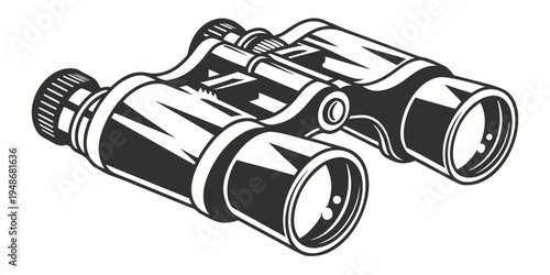 a pair of shiny binoculars with a black and white design Vector
